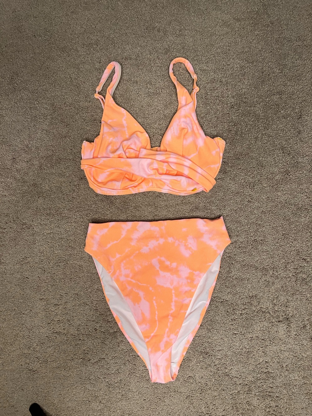 Orange Tie-Dye Bikini Top